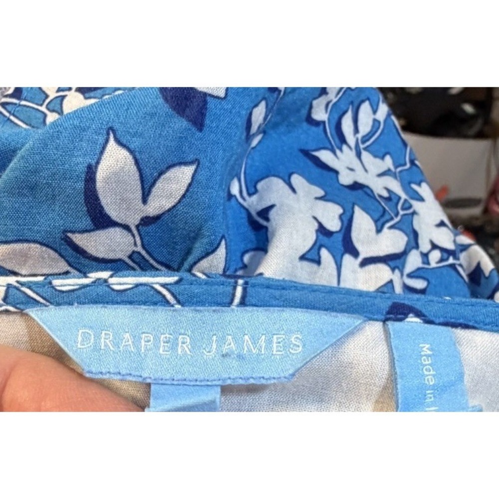 Draper James Blue Floral Wrap Dress Size 4 Feminine Ruffle Hem Lined. Necklace. - Picture 6 of 8